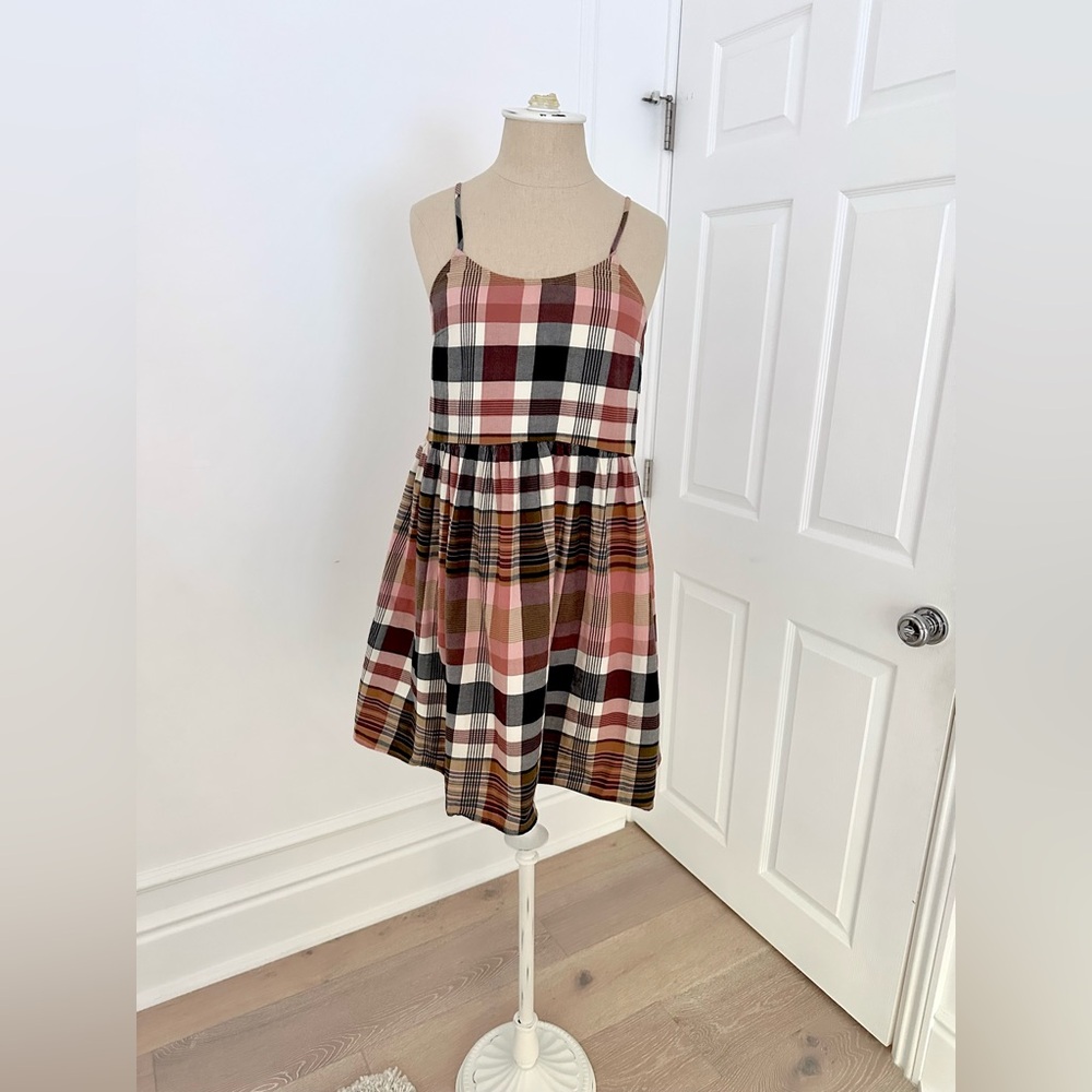 Madewell Checkered Spaghetti Strap Dress
